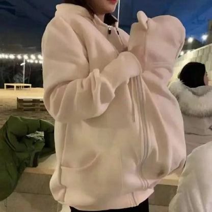 Manteau porte-bébé maternité  kangourou hiver Pullover Sweat en capuche