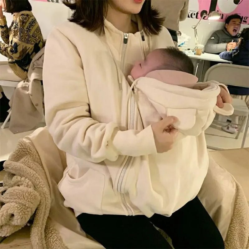 Manteau porte-bébé maternité  kangourou hiver Pullover Sweat en capuche