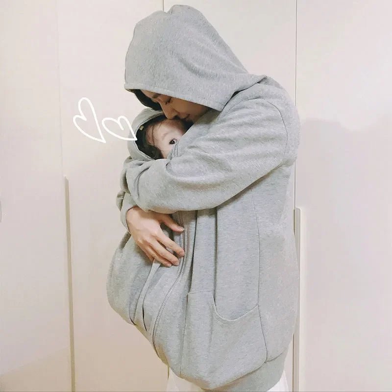 Manteau porte-bébé maternité  kangourou hiver Pullover Sweat en capuche